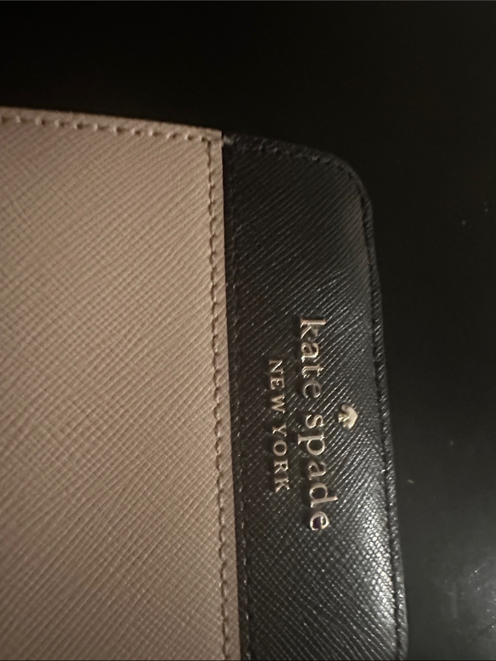 kate spade two-tone beige and black wallet